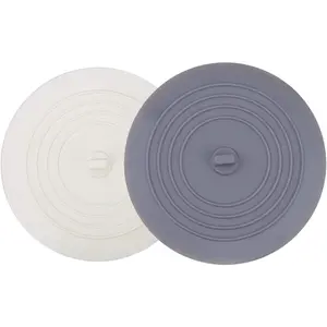 V-TOP Tub Stopper 2 Pack, 6 inches Large Silicone Drain Plug Hair Stopper Flat Suction Cover for Kitchen Bathroom Accessories and Laundry