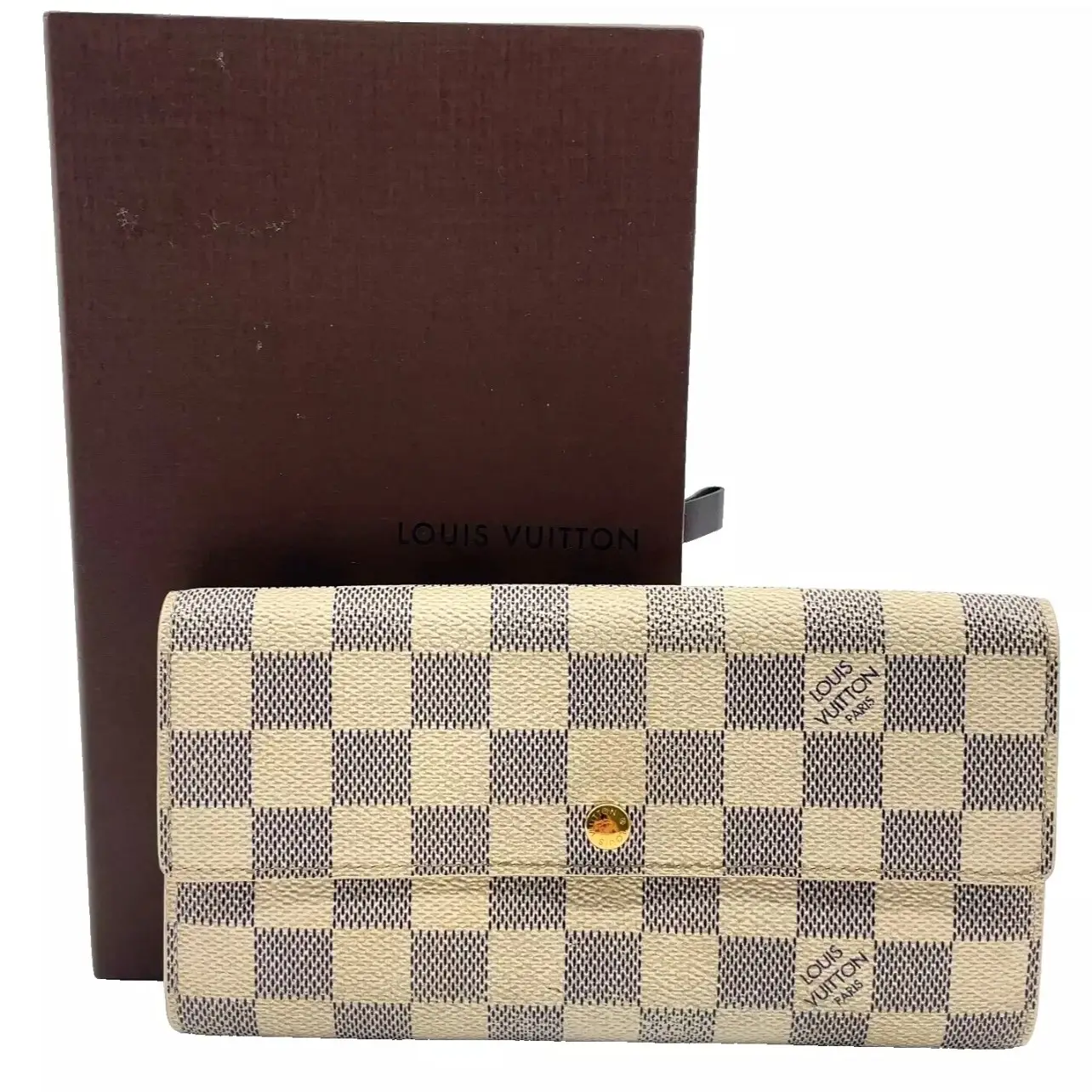 Pre-owned Louis Vuitton Canvas Bag Accessories Damier Azur Portefeuille Sarah N61735 W/Box