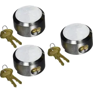 Lock hidden shackle trailer puck padlocks with keyed alike, 2-7/8" puck lock,moving trucks & vans door lock, soild steel, pack of 3