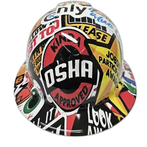 Construction Sticker Bomb Art - Custom Hydro Dipped Full Brim Hard Hat