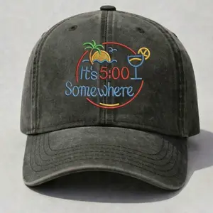 Embroidered Jimmy Buffett It's Five O'clock Somewhere  Baseball Cap, Jimmy Buffett Hat, 80s Vibe Summer Music Hat, Gift For Women, Trend Inspired Night Sky Fashion Statement