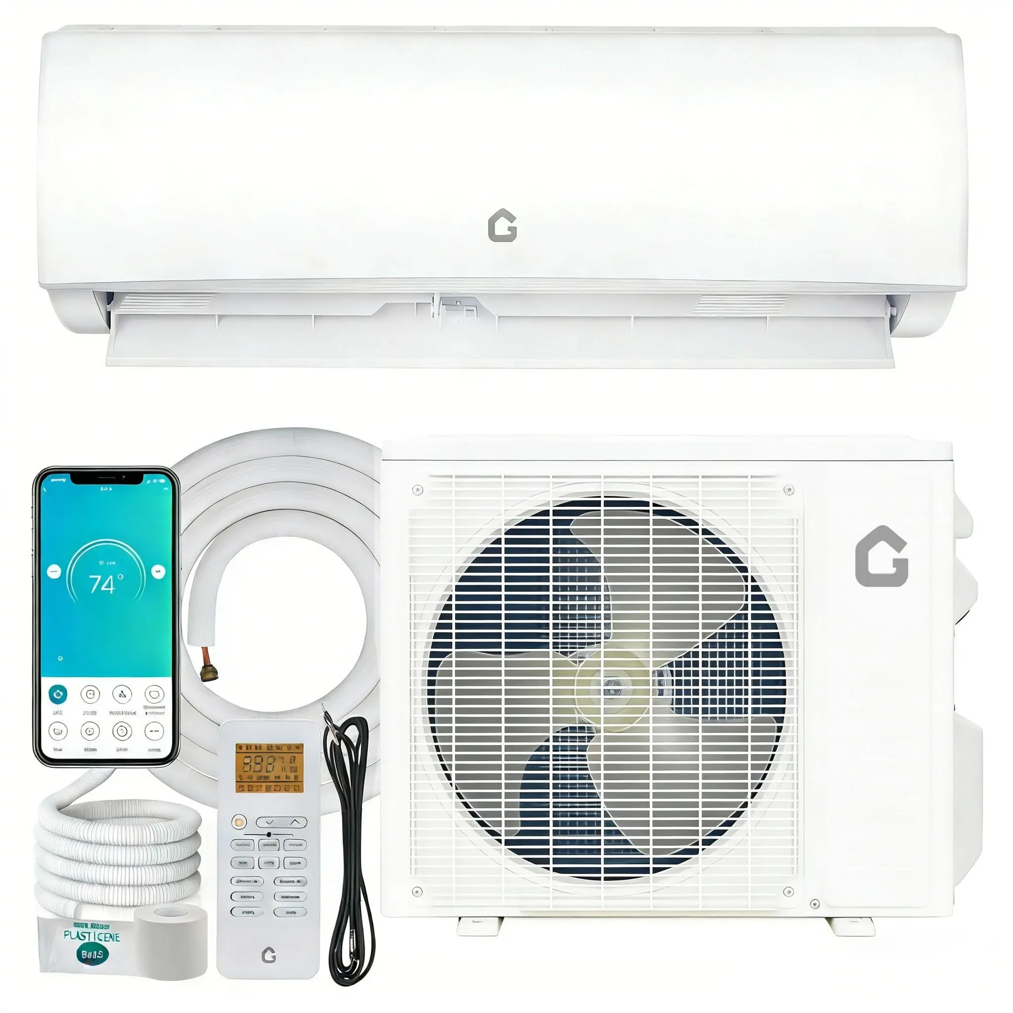 Ultra Quiet Ductless Mini Split Air Conditioner & Heat Pump – 17,000 BTU, 1.5 Ton, Inverter, 230V, SEER 17, R32 Refrigerant, Wall Mounted, WiFi Control, Complete Pro Installation Kit, Cools & Heats up to 1250 Sq.Ft