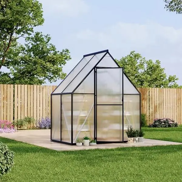 GARVEE Black 6X4 ft Polycarbonate Greenhouse with Aluminum Frame, Polycarbonate Greenhouse for Outdoors, Greenhouses with Ventilation, Aluminum Large Walk-in Greenhouses for Outside