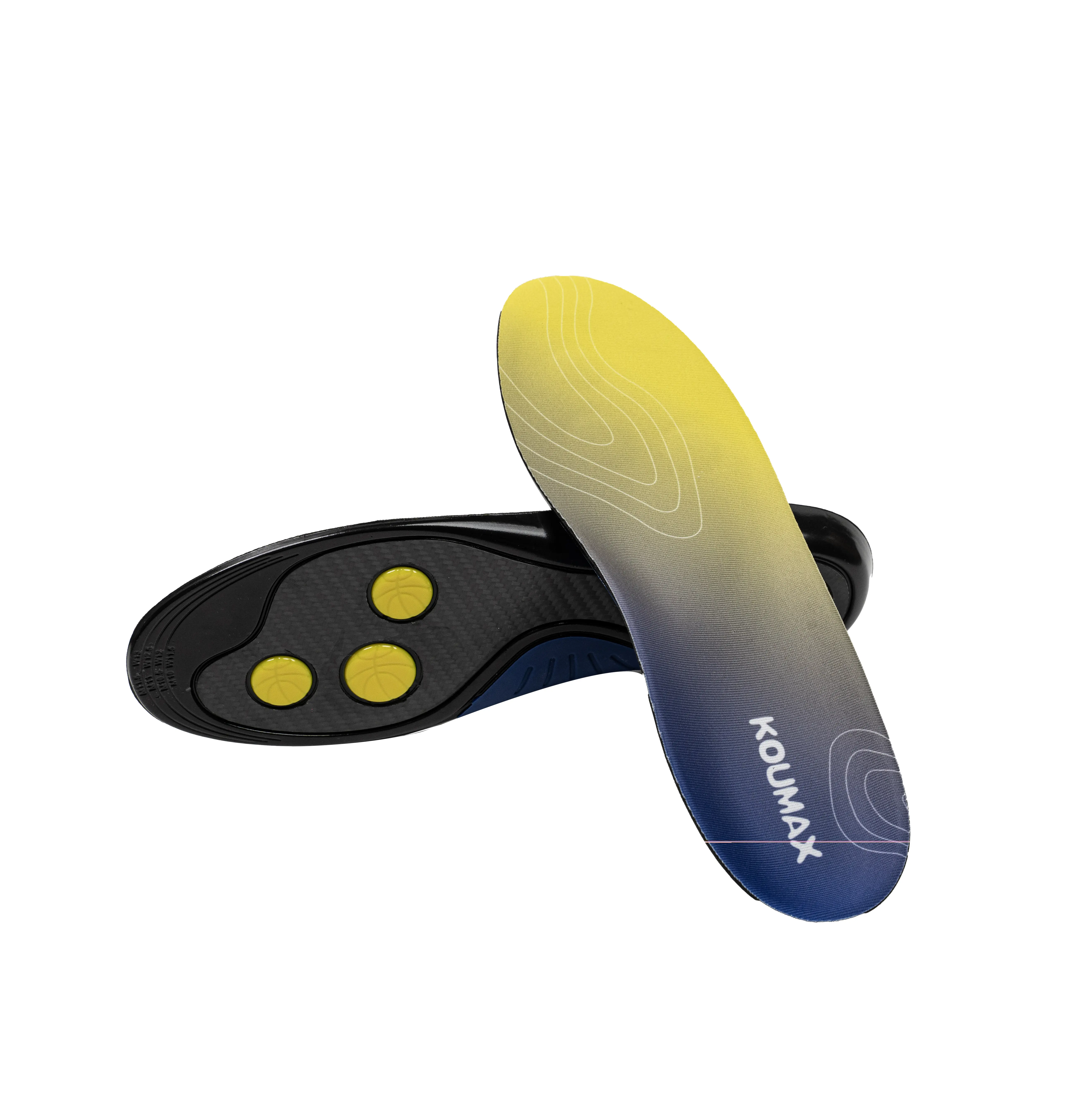 KOUMAX Carbon Fiber Athletic Insoles, High Arch Support, Shock-Absorbing Orthotic Inserts, Reduce Foot Fatigue for Weightlifting, Basketball, Running & Gym Training Men & Women