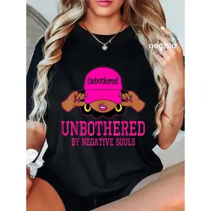 100% Cotton Unisex Unbothered Sassy Black Woman African American Afro Queen T-Shirt Casual Top