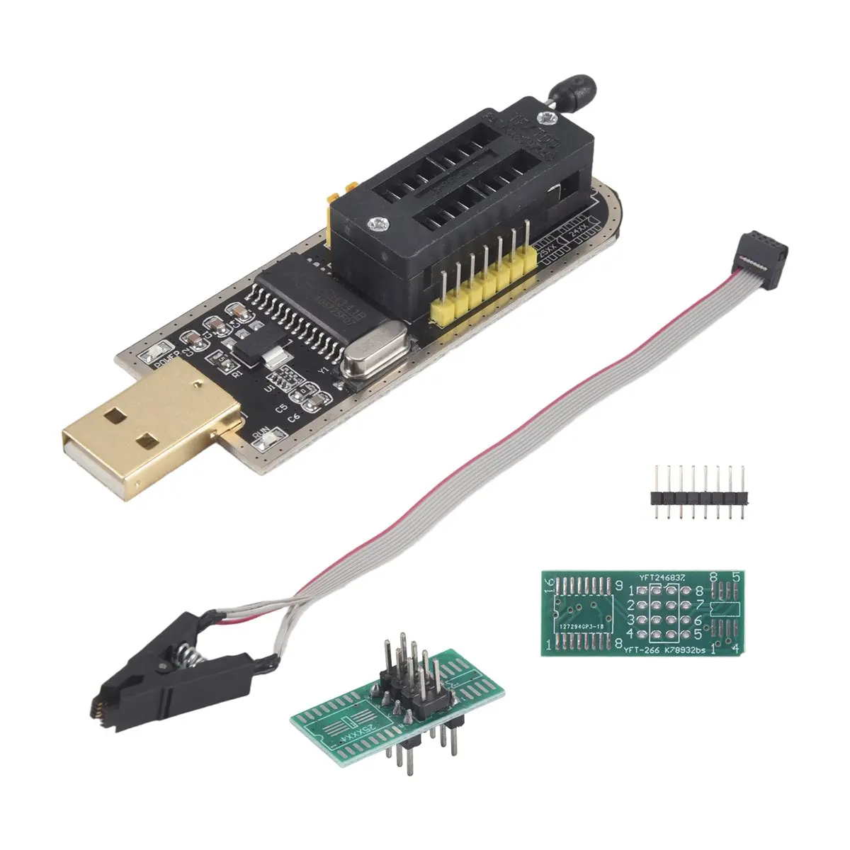 1 x CH341A 24-25 Series EEPROM Flash BIOS USB Programmer Module Kit (PC+Metal) with Voltage Regulator, SOIC8 SOP8 Test Clip for 93CXX/25CXX/24CXX Household Appliance Parts & Accessories, With Soic8 Sop8 Test Clip