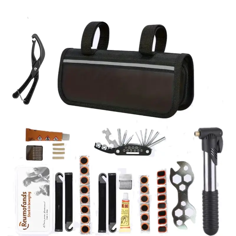 Bicycle Repair Kit B Version, Bike Accessory, Versatile Patch Tool Set and Pump, Comprehensive Tire Repair, Essential Gear for Outdoor Cycling and Emergency Repairs, Compact and Lightweight, Handy