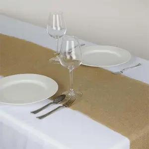 Burlap Jute Table Runner 12"x108" Natural - Rustic Boho Chic Tabletop Decor