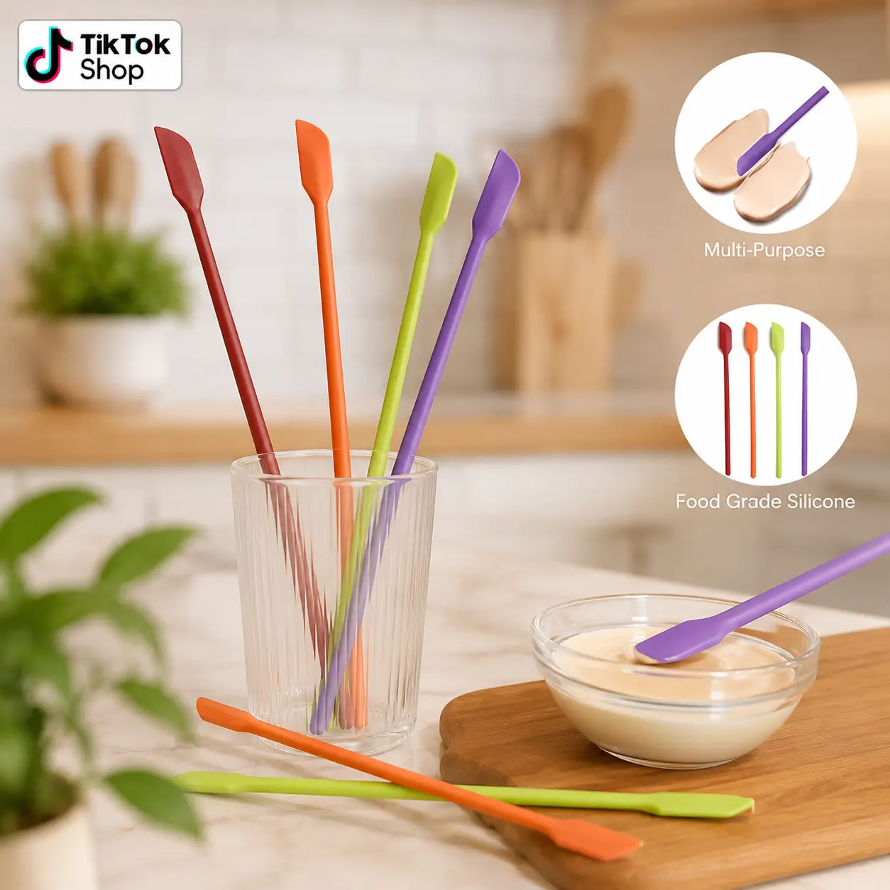 Mini Silicone Spatula Set 4PCS - Makeup & Kitchen Tool