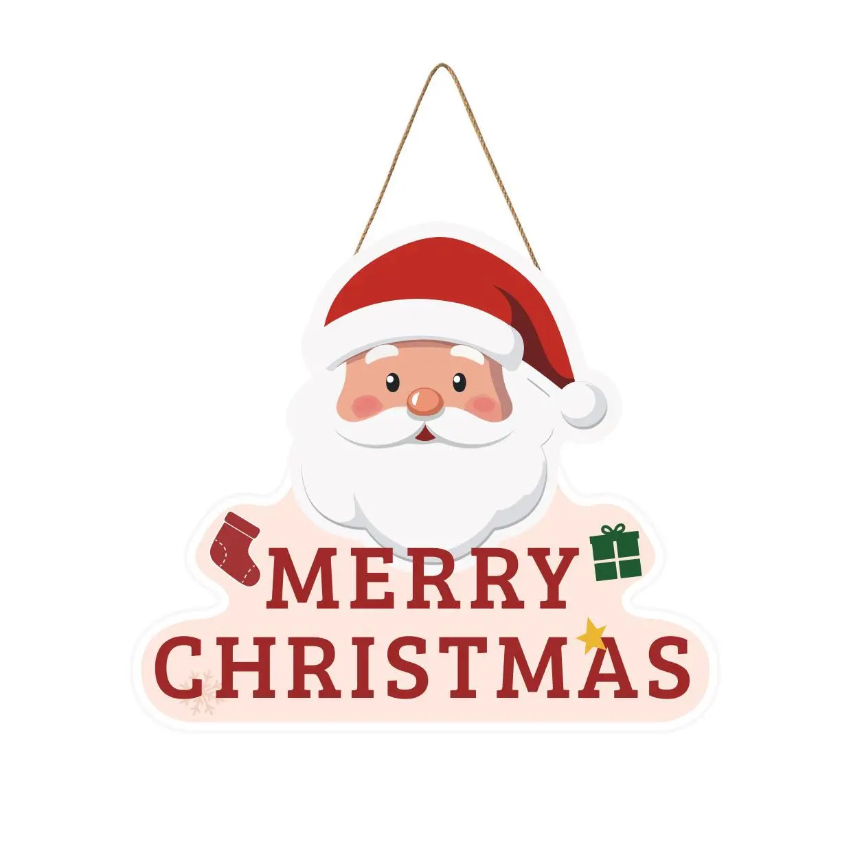 Wooden Christmas Decoration, Santa Claus Design Hanging Ornament, Festive Atmosphere Decoration for Home Farmhouse Indoor Outdoor Wall Garden Party