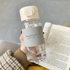 Transparent Plastic Water Cup with Straw, High Temperature Resistant Flip-Top Bottle, Ideal for Outdoor Sports, Fitness, Travel, Office, School, Leakproof Tumblers, Leakproof BPA Free, Clear Water Tumblers, Straw Portable Bottle