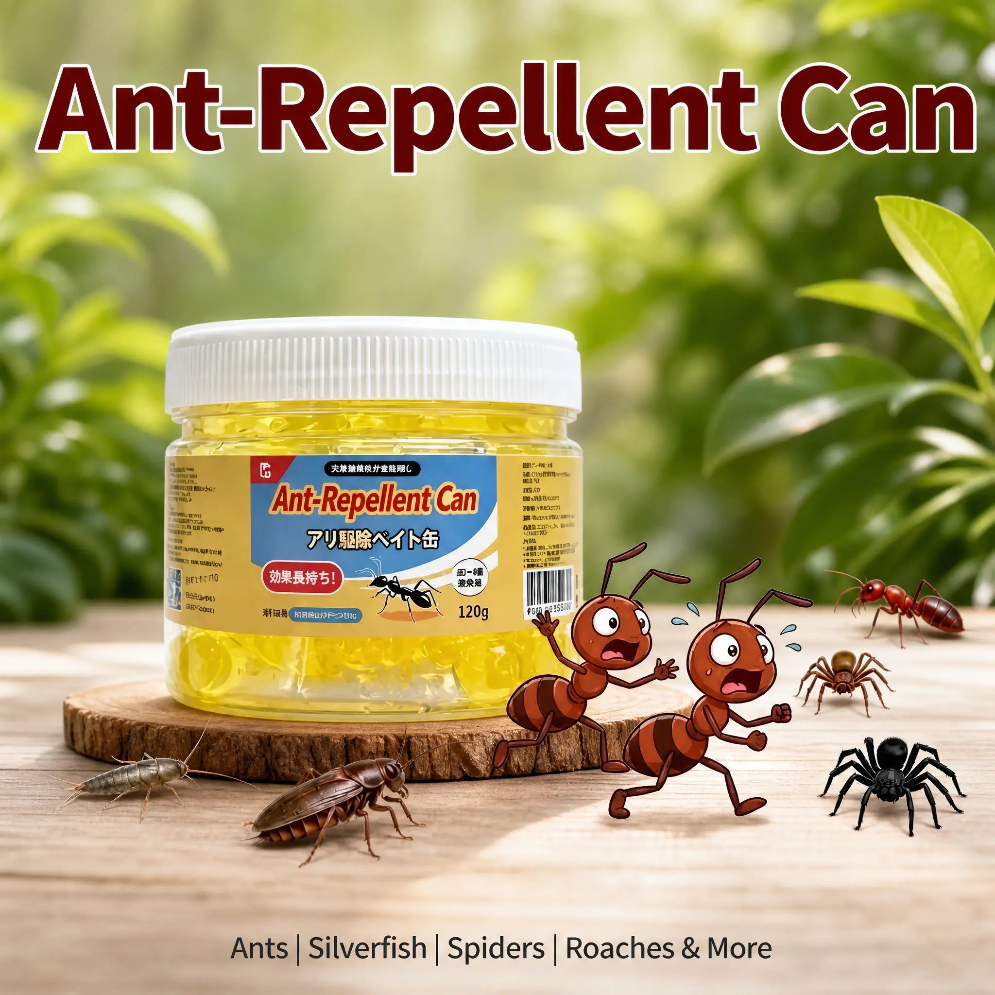 120g Natural Plant-Based Ant-Repellent Can with Pest Control Beads, Pet-Safe No-Drilling Indoor/Outdoor Deterrent for Kitchen/Bath, Home Supplies