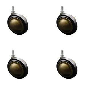 Service Caster SCC-TS01S30-DCR-WA-381634-4 3 in. Swivel Metal with Soft Rubber Tread Ball Caster for Furniture Anique Brass Finish with 0.375 in. 16 TPI x0.75 in. Threaded Stem - Set of 4