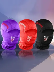 Unisex Funky Pullover Hat “BACKWOODS”“NEVER GIVE UP” Printing Fashion Sport Balaclava Face Mask Full Face Coverage Flexible and Breathable Fabric Suitable for All Seasons Outdoor Activities Outdoor Sports Mask Visor Hats