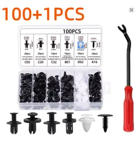 100PCS Car Retainer Clips & Plastic Fasteners Kit with Removal Tool - Universal Auto Body Clips for Bumper, Fender, Door Trim