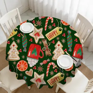 Large Christmas patterned circular tablecloth/table mat made of high-quality materials; Durable and scratch resistant, suitable for daily use or special occasions, adding personality and beauty to your dining table.