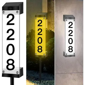 Solar House Numbers for Outside, Lighted Solar Address Sign Plaque Address Numbers for Houses  LED Solar  Address Sign with Stakes for Outside Home,Yard,Street (3000K-6000K)
