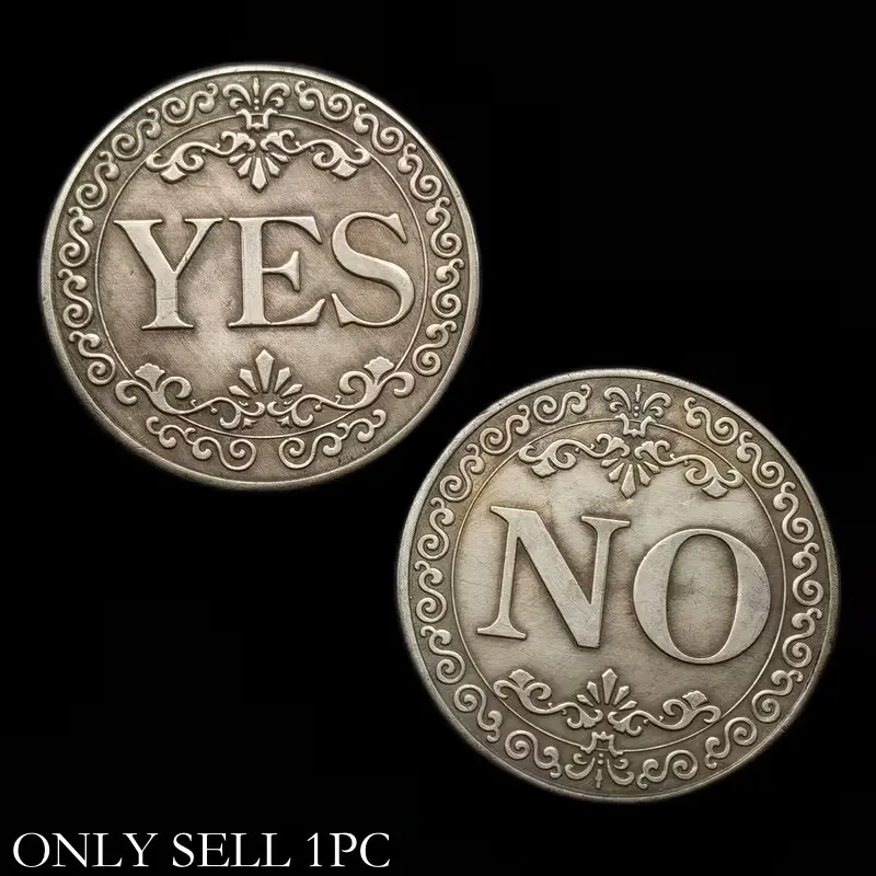 1PC Decision Lucky Coin – Double-Sided Yes or No Token, Available in Gold, Silver, or Bronze, Floral Decorative Design, Collectible Souvenir Badge, Great Gift Choice