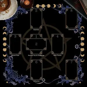 1pc Pentacle Design Tarot Spread Mat Table Cover Occult Theme Esoteric Decor and Divination Room Decoration, Soft Washable Fabric Tablecloth for Tarot Readings, Witchy Rituals and Spiritual Home Use
