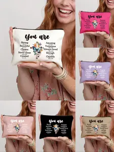 One large Christian makeup bag, zippered cosmetic storage bag, portable zippered makeup organizer, handbag, Cosmetic pouch, Travel Cosmetic Bags, gift for girls, lightweight foldable storage bag, suitable for personal travel cosmetic storage
