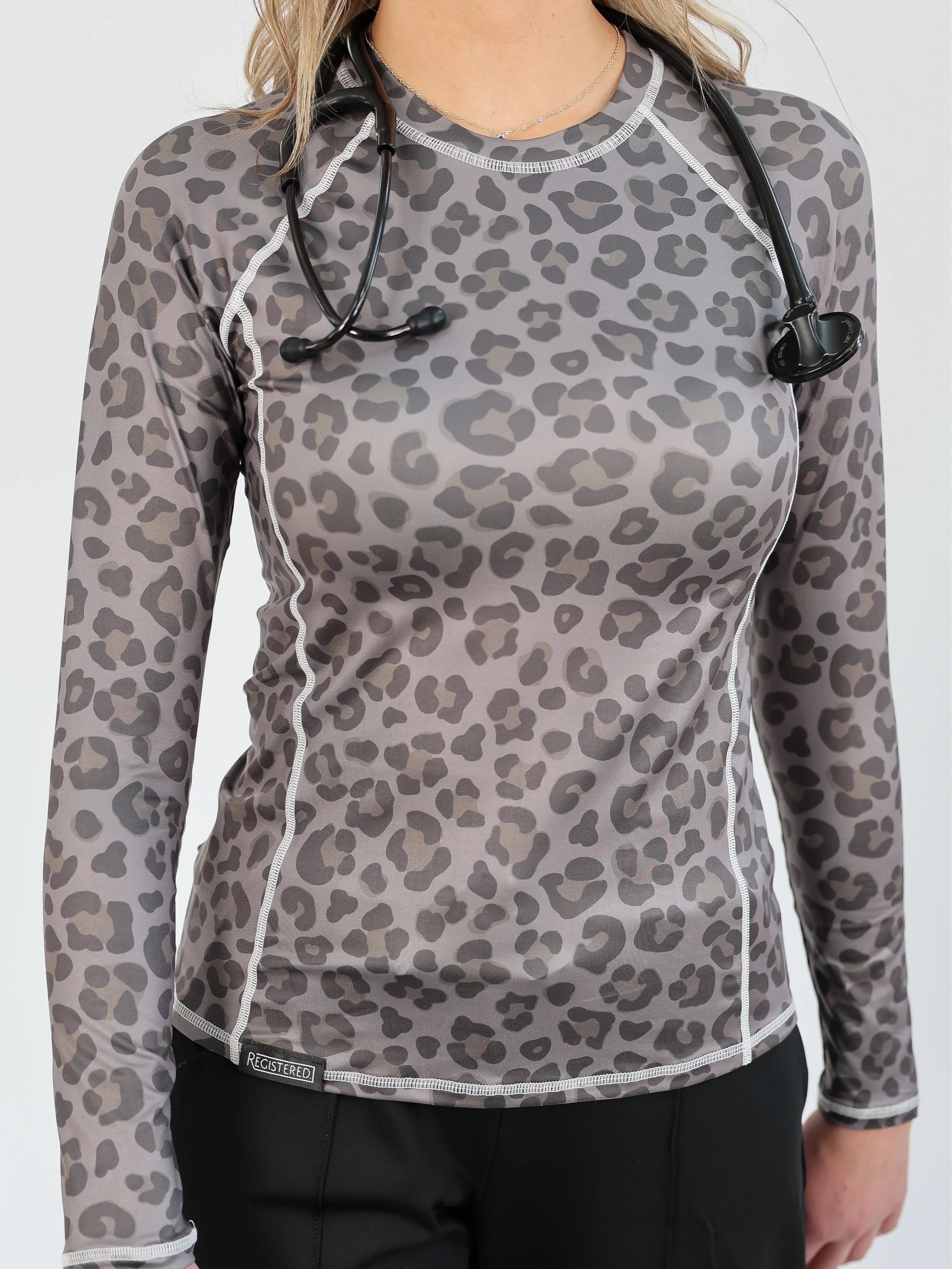 Midnight Leopard Athletic Underscrub – Long Sleeve Top Midnight Leopard Athletic Underscrub – Long Sleeve Top