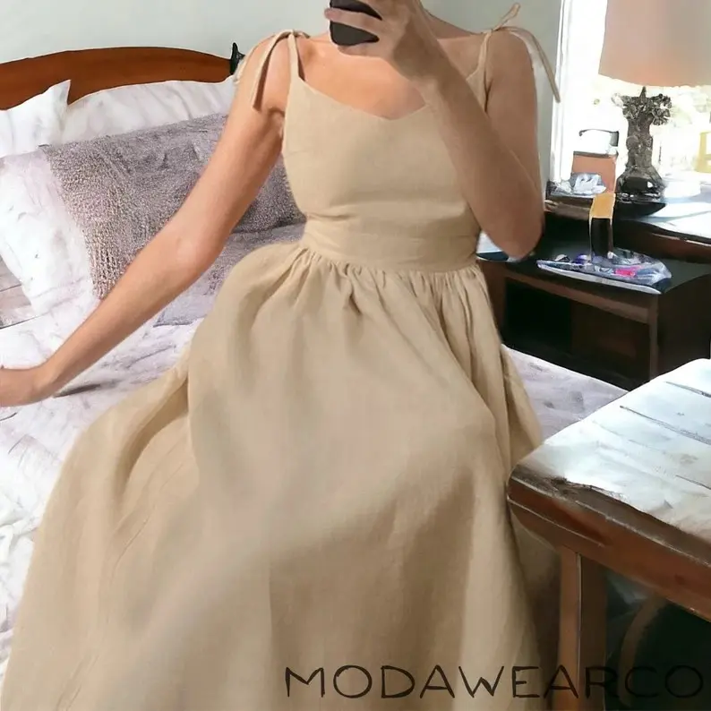 Buttoned linen mini length dress with belt, long sleeve, size XS-XXL -  Digital sewing pattern with tutorial - TikTok Shop