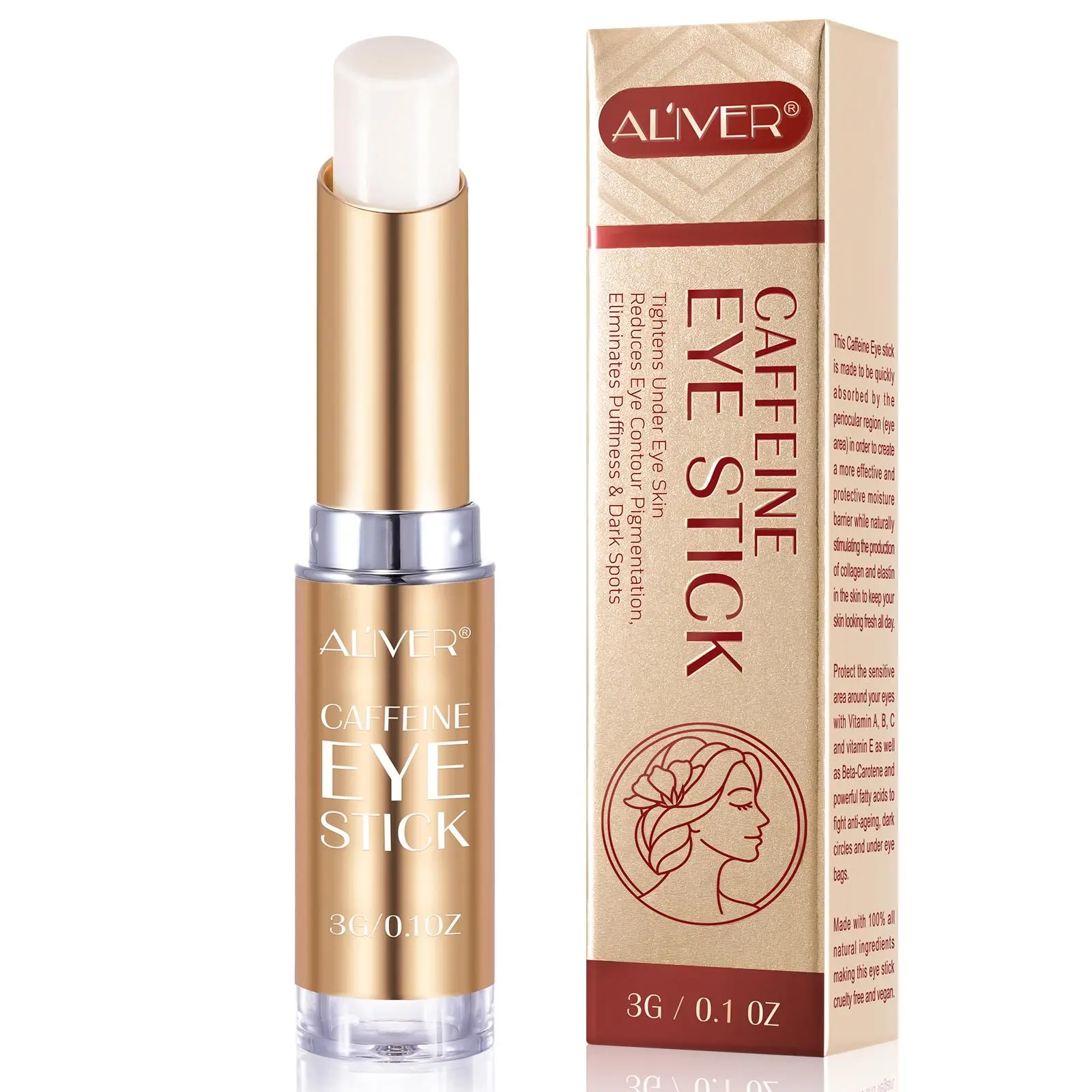Caffeine Eye Stick, Long-lasting Moisturizing Eye Care Stick, Eye Care Product for Fine Lines, Puffiness, Eye Bag Remover, Under Eye Brightener