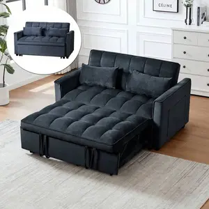 3 In 1 Convertible Sleeper Sofa Bed, Futon Couches For Living Room With Side Pocket |   Adjustable Backrest |   Velvet Fabric |   Pull Out Couch |   Love Seat Sofa |   Sectional Sofa Bed |   2-Seat Sofa Bed