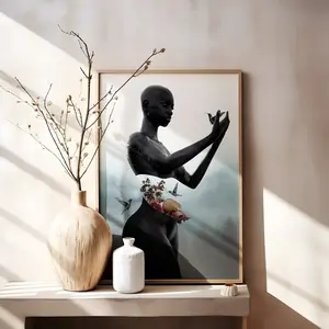 Room Decor, Black Girl Magic, African Wall Art Prints, inner Peace, Living Room Wall Art, Afrocentric Female Portrait Art