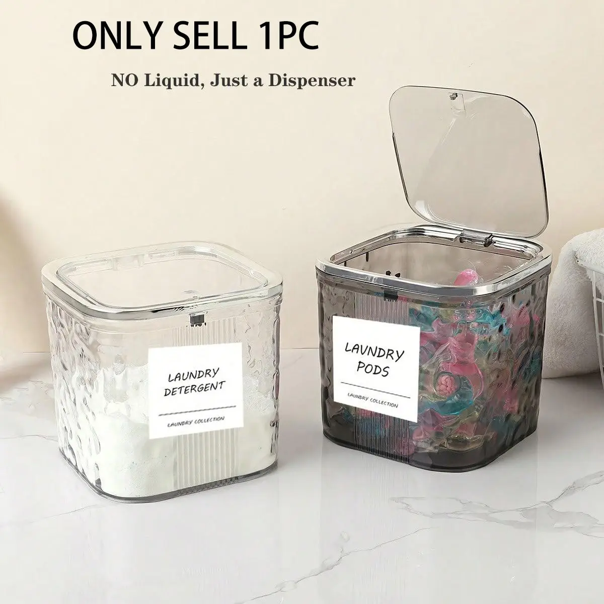 Lid-Sealed Laundry Powder Box, Box with lid, for Organizing and Storage, Automatic Pop-Up Dishwasher Detergent Container, Laundry Organizer, Durable Plastic Organizers, Ideal for Laundry Room Use, Multifunctional Storage Solution