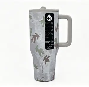 HydroJug 40oz Maple Leaf Print Stainless Steel Tumbler with Straw, BPA-Free Trendy Water Coffee Cup, Fits Car Cup Holder, Ideal Gift for Lovers, Home Office Gym Use bottle outdoorfun