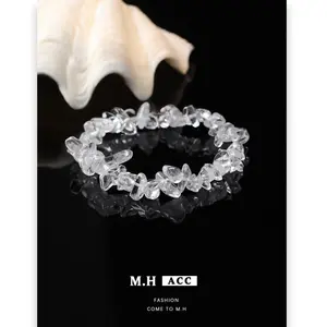 Natural White Quartz Chip Bracelet | Healing Energy & Manifestation Jewelry | Pure Clear Quartz Crushed Stone Bracelet for Women gifts for valentine's day for gf