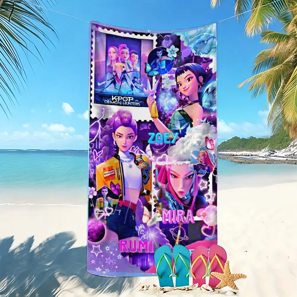 K-Pop Glitter Bath Towel, Soft Microfiber Fabric, Quick-Dry and Absorbent, Perfect for Beach Pool Bathroom, Ideal Gift