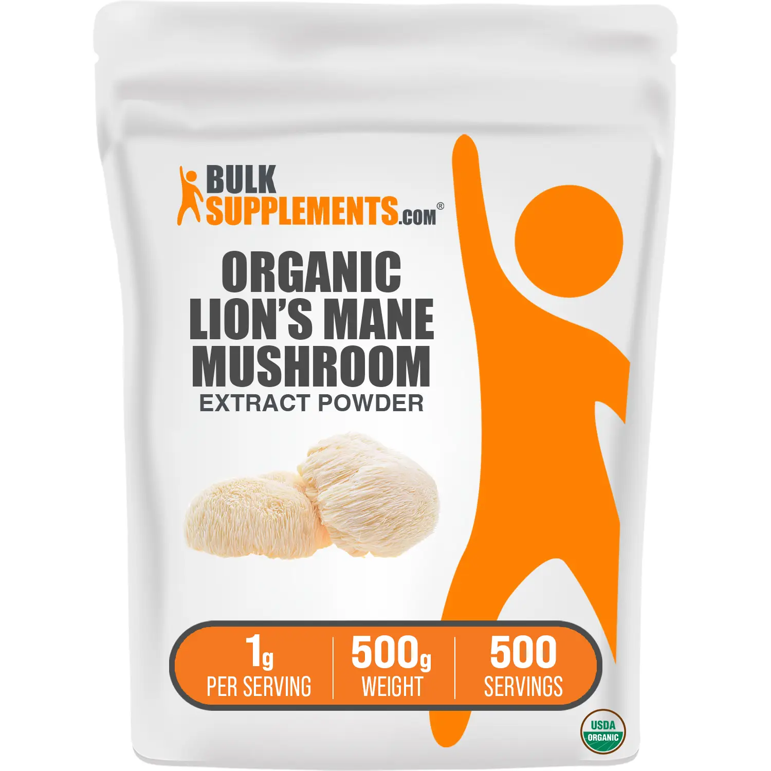 BulkSupplements - Organic Lion's Mane Mushroom Extract Powder - Cognitive Support - Mood Balance - 100g-1kg - 1g per Serving