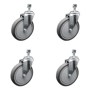 Service Caster SCC-TS20S614-TPRB-121315-4 Thermoplastic Rubber Swivel Threaded Stem Caster with 6 x 1.25 in. Gray Wheels & 0.50 in. Stems - 1200 lbs Total Capacity - Set of 4