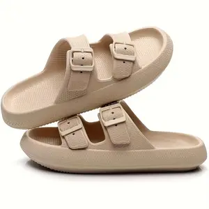 Pillow Sandals for Women and Men - Pillow Slippers - Double Buckle Adjustable Slides - EVA Flat Sandals