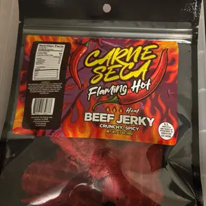 Carne Seca Flaming Hot Spicy Beef Jerky - Fuego Blue Smoky & Crazy Addictive On-The-Go Snack