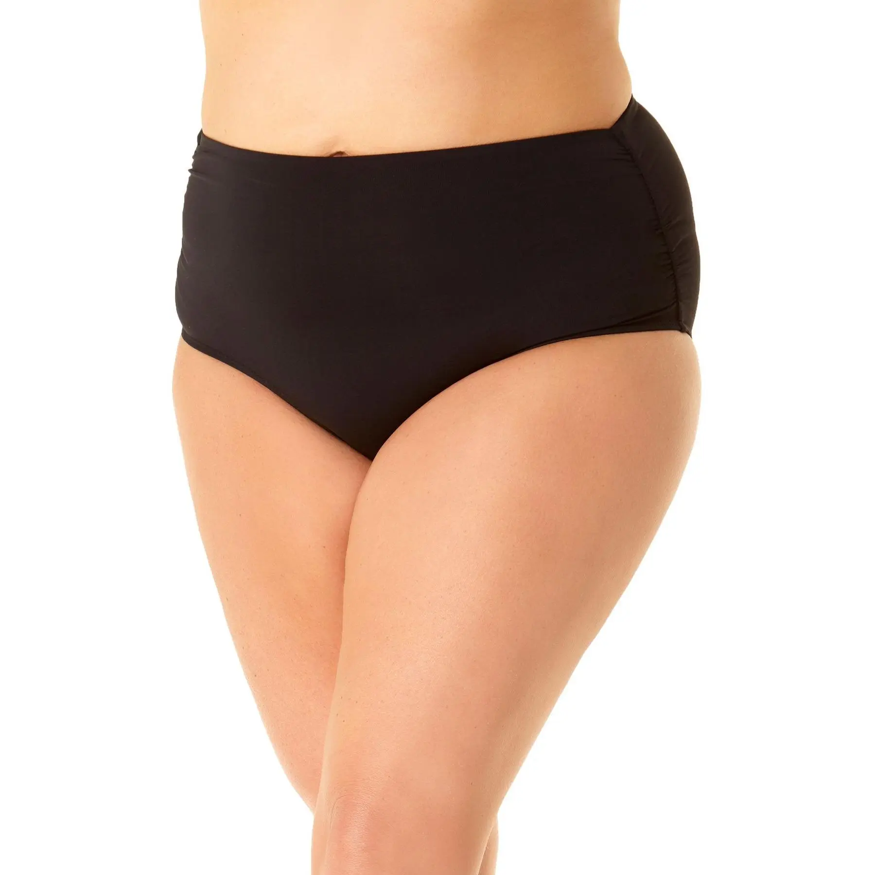 Anne Cole Plus - Convertible High Waist Shirred Swim Bottom