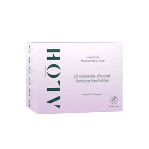 ALOH Lavender Rosewood + Aloe Individually Wrapped Sanitizing Hand Wipes Kills 99.9% Germs Travel Friendly Biodegradable Cruelty Free Essential Oils Cleanse Care
