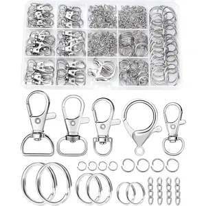 325PCS Keychain Making Kit - Keychain Clip with Key Ring, Lobster Claw Clasp, Swivel Snap Hook, Jumprings & Extender Chain for Crafts, DIY Projects & Purse Making Supplies