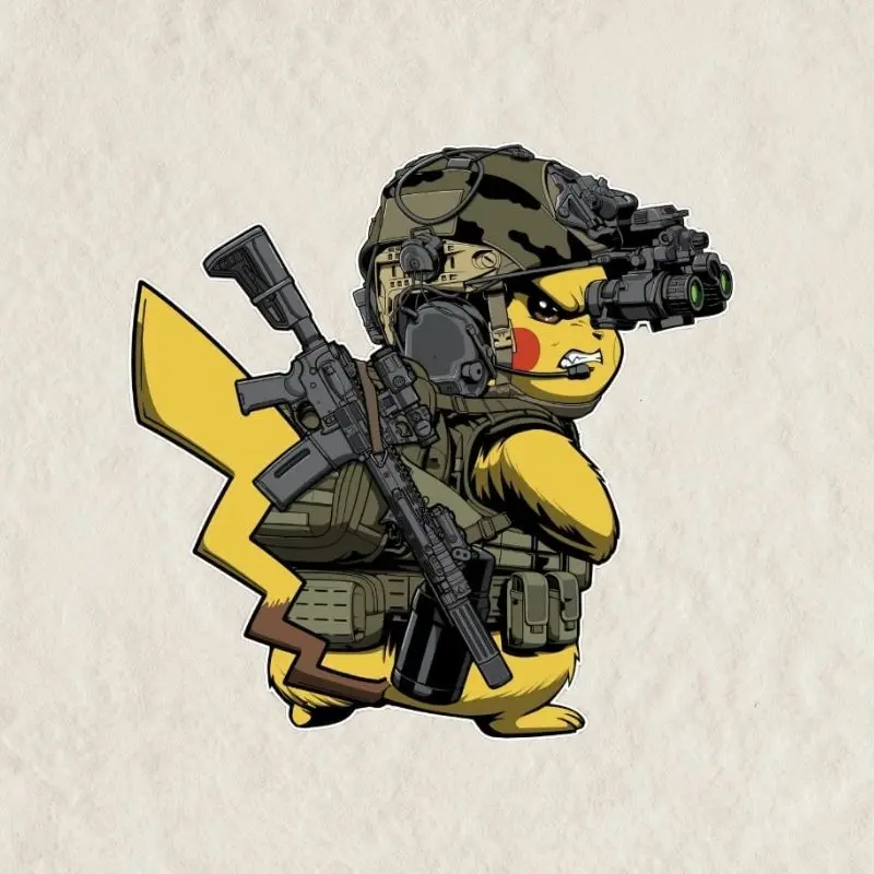 Pikachu Tactical Sticker | Vinyl waterproof sticker | Gift for Game lovers, Decal Laptop, Car, Tumbel, Mug