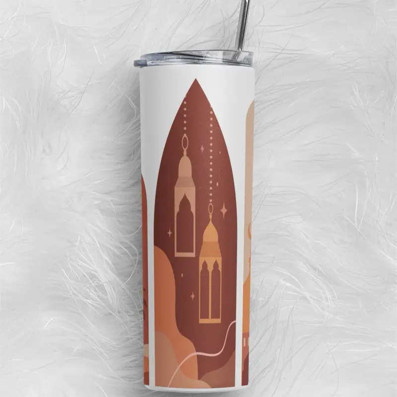 Islamic Ramadan Style Tumbler - Colorful Design with Islamic Theme, Ideal for Beverages - Drinkware, Bottle tumblr cups