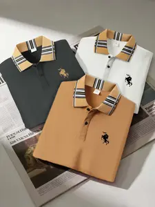 Men's Casual Short Sleeve Polo Shirt Set, British Style Horse Warrior Print Golf Clothing, Outdoor Sports Polo Shirts for Men Top