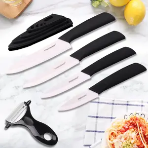 FINDKING 5Pcs Zirconia Ceramic Knife set 6" 3" 4" 5" inch+ Peeler+Covers Paring Fruit Utility Kitchen Knife, Peeling Knives, Ceramic Blades with Covers,Chopping Cutting Slicing Dicing for Vegetable Fruit