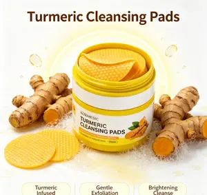 KORMESIC Turmeric Exfoliating Cleansing Pads with Salicylic Acid, Gentle Facial Exfoliator Cotton Pads for Acne Prone Skin, Dark Spots, Hyperpigmentation, Pore Minimizer, Deep Clean & Soothe Irritated Skin, 50 Count