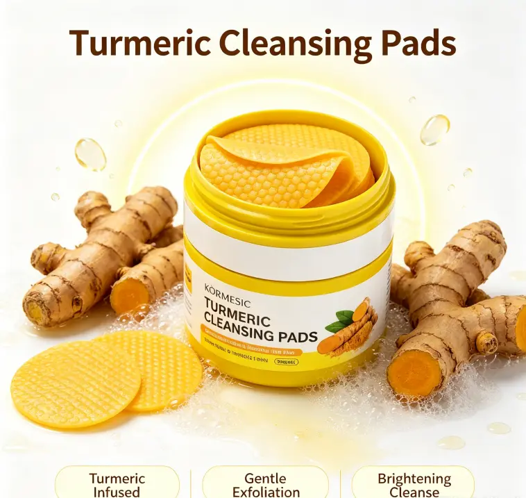 KORMESIC Turmeric Exfoliating Cleansing Pads with Salicylic Acid, Gentle Facial Exfoliator Cotton Pads for Acne Prone Skin, Dark Spots, Hyperpigmentation, Pore Minimizer, Deep Clean & Soothe Irritated Skin, 50 Count