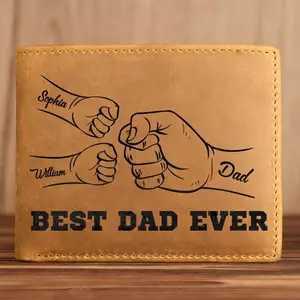 Personalized gift from the best dad to the father, personalized fist leather wallet