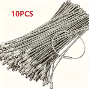 10pcs Versatile Stainless Steel Key Rings, Keychain, Wire Rope, Wire Chain - Durable Adjustable & Rust-Resistant – Ideal for Organizing Keys, Tags & DIY Projects