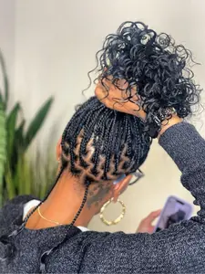 Boho Style Synthetic Box Braided Full Lace Wigs for Women, Gorgeous Fluffy Wigs with Baby Hair Bangs, Synthetic Braided Lace Wigs for Party, Daily Use, Synthetic Curly Wigs, Bohemian Braided Wig