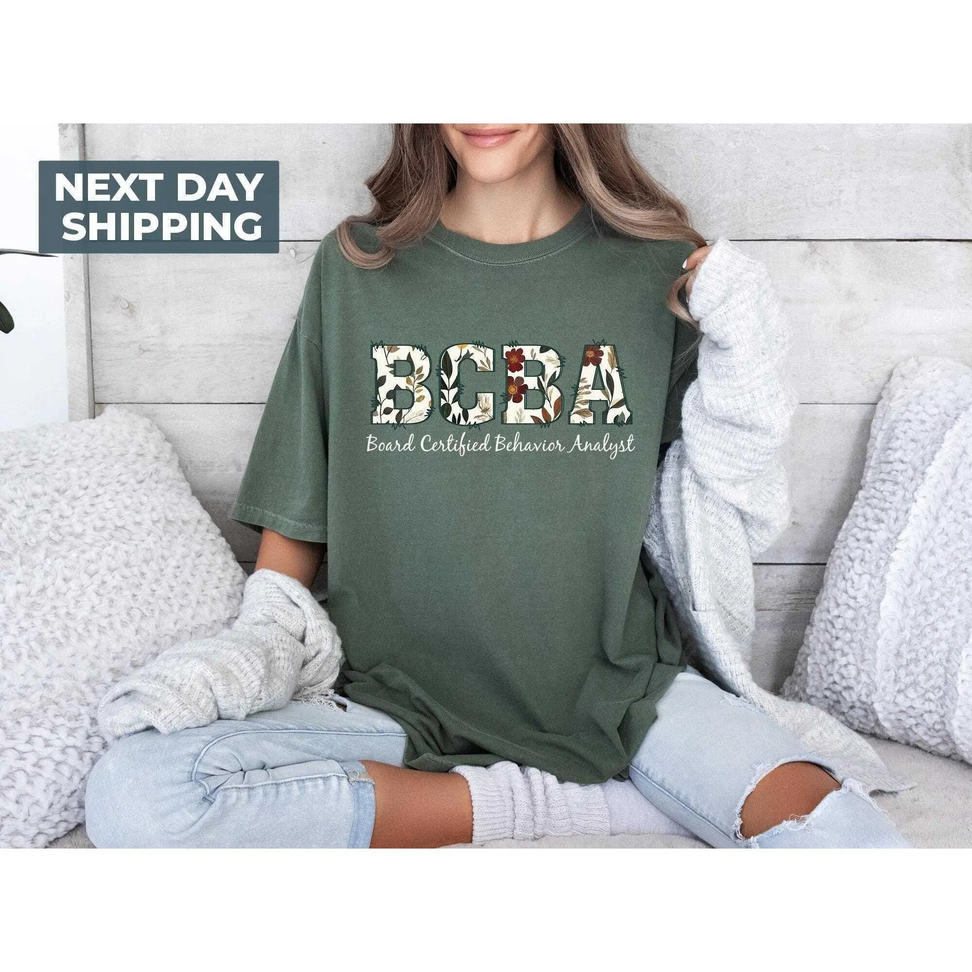 Bcba Behavior Analyst Comfort Colors® Shirt, Aba Therapist Gift, Floral Behavior Analyst T-shirt, Board Certified Behavior Analyst Tee Top Womenswear Medium Tshirt